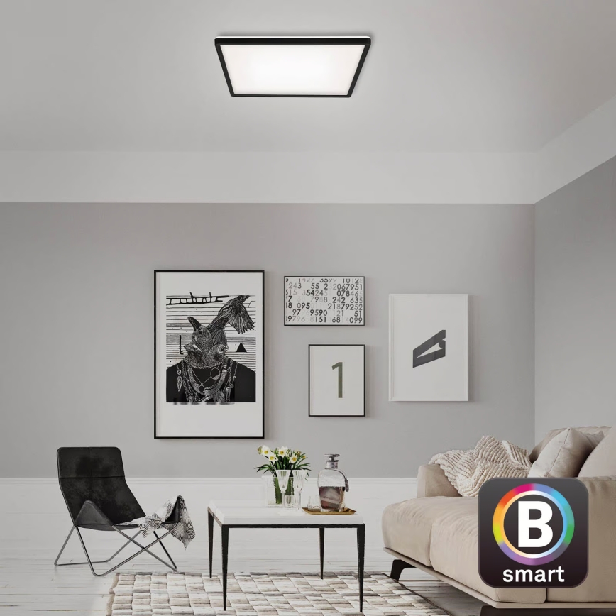 Briloner 7060-015 - LED ściemnialny przysufitowy panel SLIM LED/22W/230V 2700-6500K 42x42 cm czarny Wi-Fi Tuya + zdalne sterowanie