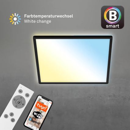 Briloner 7060-015 - LED ściemnialny przysufitowy panel SLIM LED/22W/230V 2700-6500K 42x42 cm czarny Wi-Fi Tuya + zdalne sterowanie