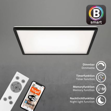 Briloner 7060-015 - LED ściemnialny przysufitowy panel SLIM LED/22W/230V 2700-6500K 42x42 cm czarny Wi-Fi Tuya + zdalne sterowanie
