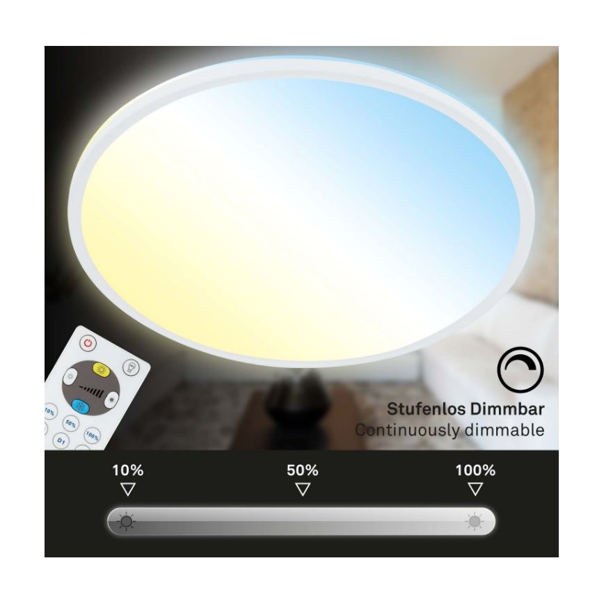 Briloner 7079-016 - LED Plafon ściemnialny SLIM LED/18W/230V 2700-6500K + Pilot zdalnego sterowania