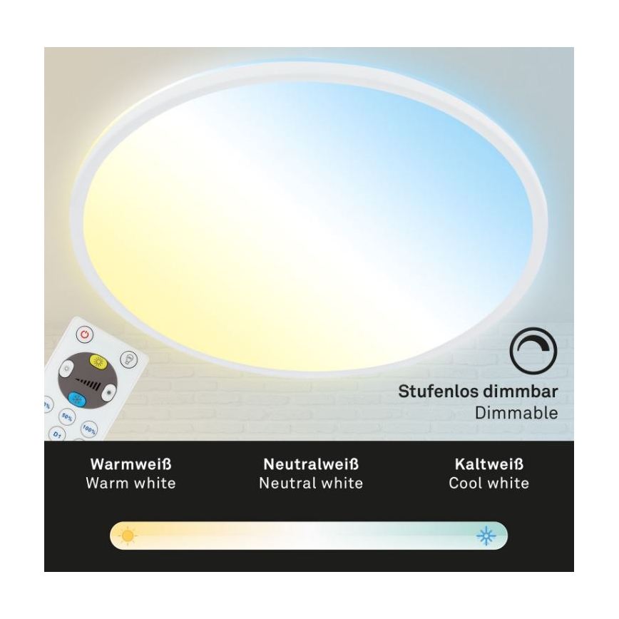 Briloner 7079-016 - LED Plafon ściemnialny SLIM LED/18W/230V 2700-6500K + Pilot zdalnego sterowania