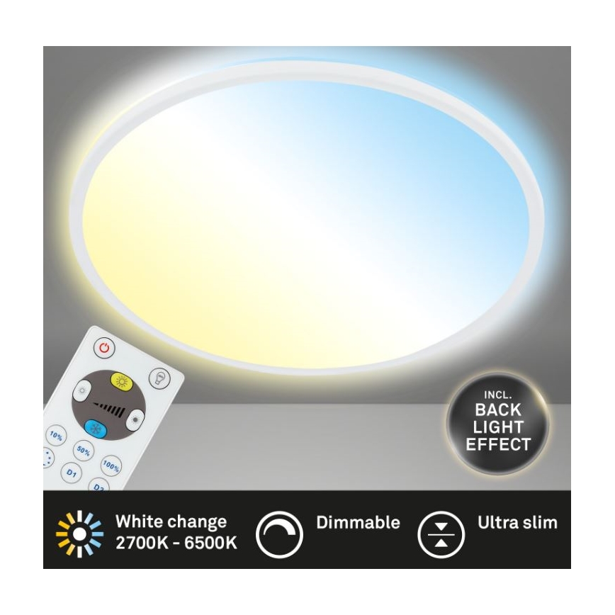 Briloner 7079-016 - LED Plafon ściemnialny SLIM LED/18W/230V 2700-6500K + Pilot zdalnego sterowania