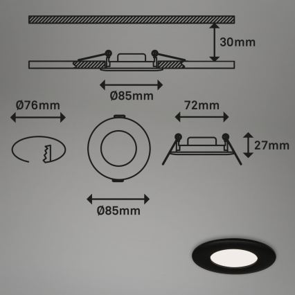 Briloner 7113-415 - LED Łazienkowa oprawa wpuszczana FLAT LED/5W/230V IP44