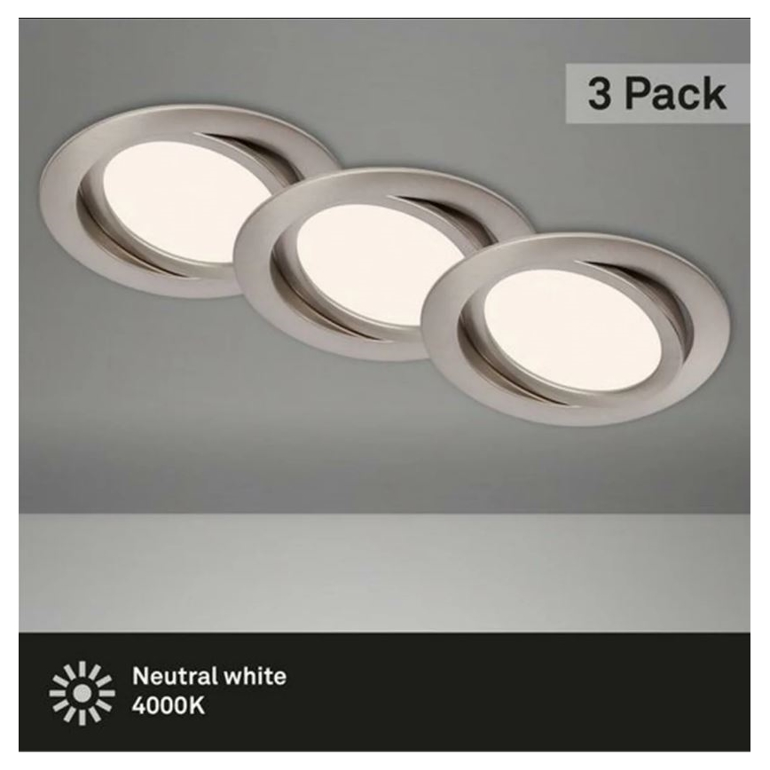 Briloner 7116-432 - ZESTAW 3x LED Łazienkowa oprawa wpuszczana FLAT IN LED/9W/230V IP23