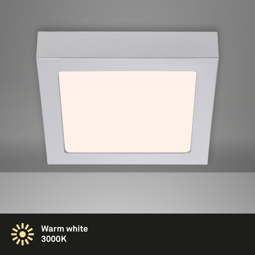 Briloner 7123-014 - LED lampa sufitowa FIRE LED/12W/230V 3000K 17x17cm srebrna