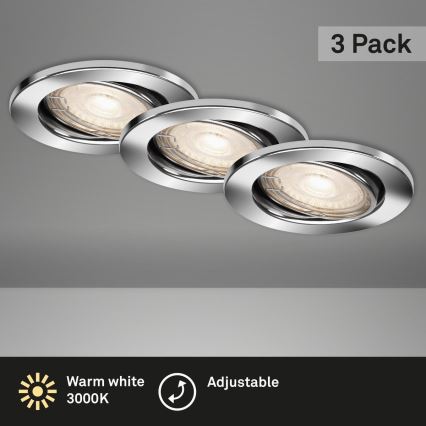 Briloner 7144-038 - ZESTAW 3x LED Wpuszczana oprawa łazienkowa SLIDE GU10/3,5W/230V IP23