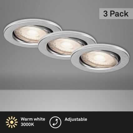 Briloner 7144-039 - Zestaw 3x LED Wpuszczana oprawa łazienkowa SLIDE 1xGU10/4W/230V IP23