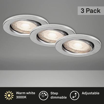 Briloner 7149-039 - ZESTAW 3xLED Ściemnialna lampa łazienkowa 1xGU10/5W/230V IP23