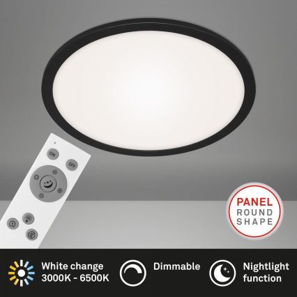 Briloner 7168-015 - LED Plafon ściemnialny PIATTO LED/22W/230V 3000-6500K śr. 40 cm czarny + zdalne sterowanie