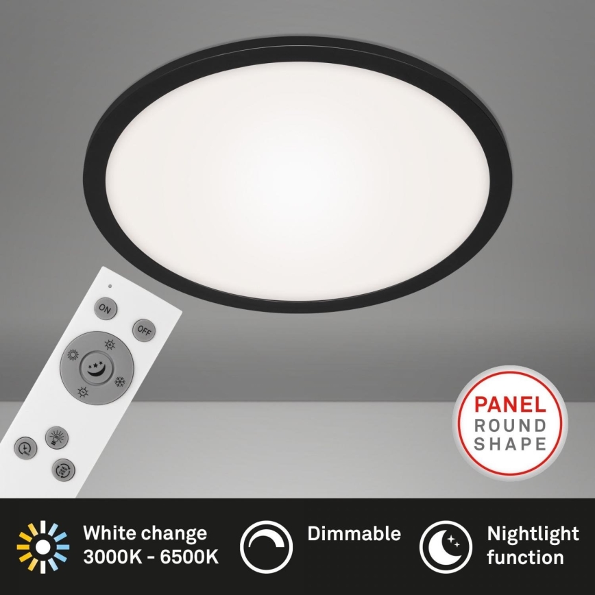 Briloner 7168-015 - LED Plafon ściemnialny PIATTO LED/22W/230V 3000-6500K śr. 40 cm czarny + zdalne sterowanie