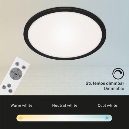 Briloner 7168-015 - LED Plafon ściemnialny PIATTO LED/22W/230V 3000-6500K śr. 40 cm czarny + zdalne sterowanie