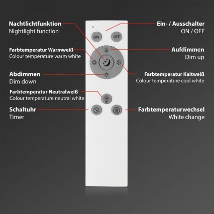 Briloner 7168-015 - LED Plafon ściemnialny PIATTO LED/22W/230V 3000-6500K śr. 40 cm czarny + zdalne sterowanie