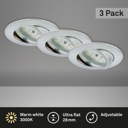 Briloner 7209-039 - ZESTAW 3x LED wpuszczana oprawa łazienkowa ATTACH LED/5W/230V IP23 matowy chrom