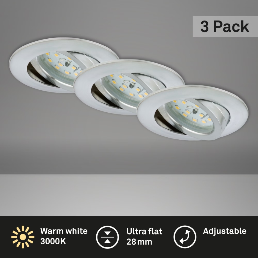 Briloner 7209-039 - ZESTAW 3x LED wpuszczana oprawa łazienkowa ATTACH LED/5W/230V IP23 matowy chrom