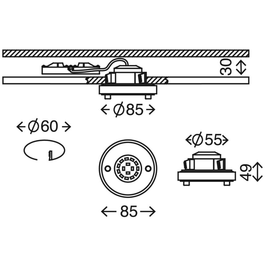 Briloner 7214-012 - LED Łazienkowa oprawa wpuszczana ATTACH LED/5W/230V IP44
