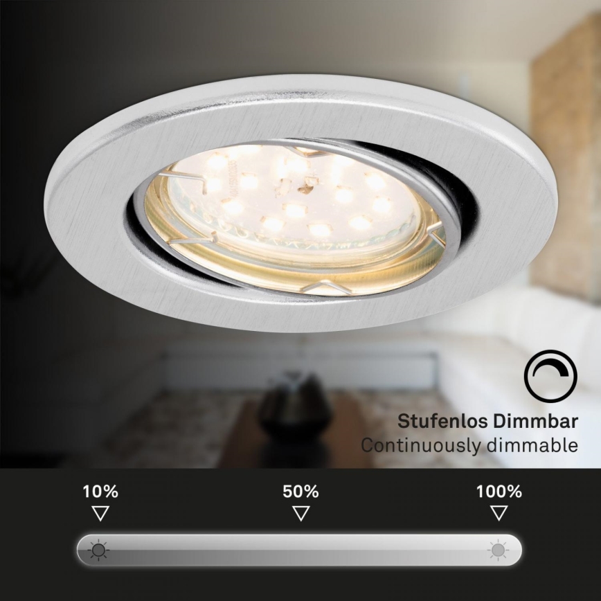 Briloner 7219-039 - Zestaw 3x LED Ściemnialne wpuszczane oświetlenie łazienkowe FIT 1xGU10/5W/230V IP23