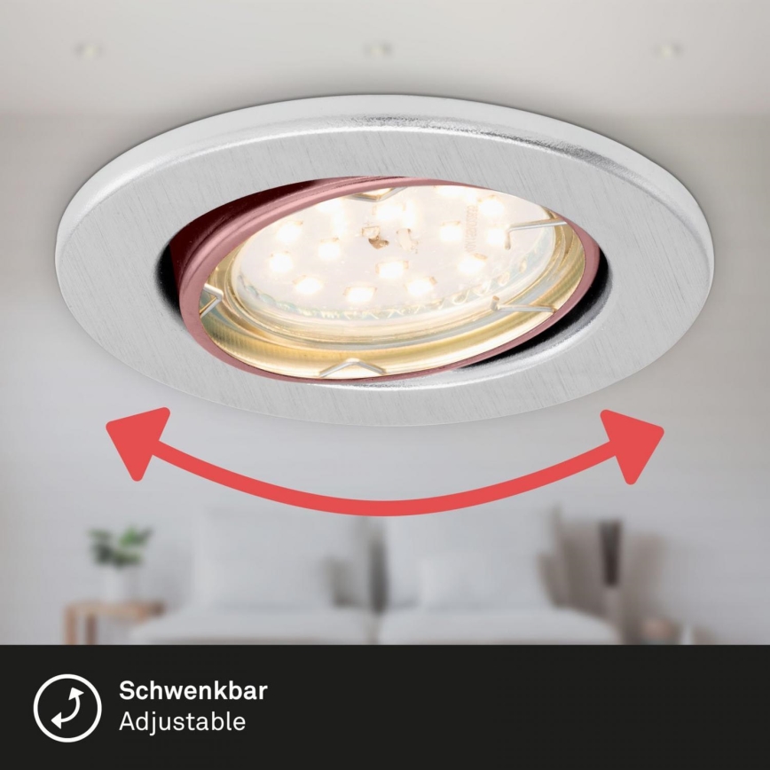 Briloner 7219-039 - Zestaw 3x LED Ściemnialne wpuszczane oświetlenie łazienkowe FIT 1xGU10/5W/230V IP23