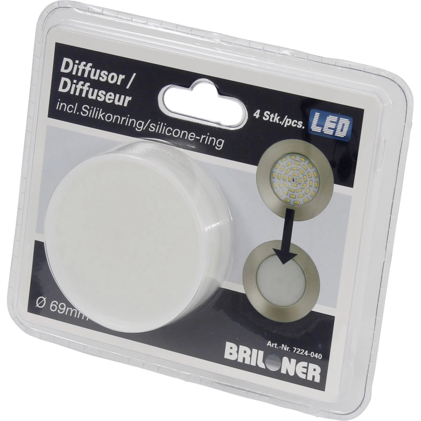 Briloner 7224-040 - ZESTAW 4x Dyfuzor do lamp wpuszczanych śr. 69 mm