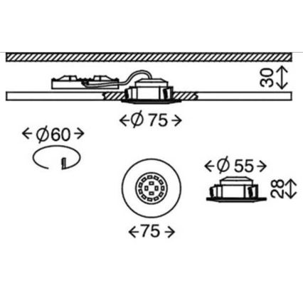 Briloner 7231-031- ZESTAW 3x LED Ściemnialna łazienkowa oprawa wpuszczana LED/5,5W/230V IP44