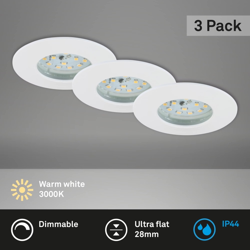 Briloner 7231-036 - ZESTAW 3x LED Ściemnialne wpuszczane oświetlenie łazienkowe LED/5,5W/230V IP44