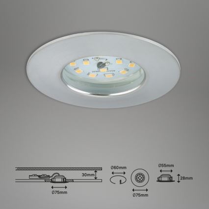 Briloner 7231-039 - ZESTAW 3x ściemnialnych wpuszczanych opraw łazienkowych LED/5,5W/230V IP44 matowy chrom