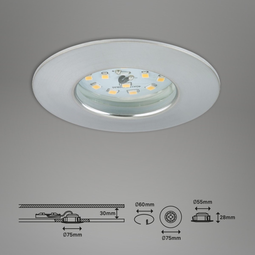Briloner 7231-039 - ZESTAW 3x ściemnialnych wpuszczanych opraw łazienkowych LED/5,5W/230V IP44 matowy chrom