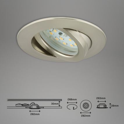 Briloner 7232-032 - ZESTAW 3x ściemnialnych wpuszczanych opraw sufitowych LED do łazienki ATTACH LED/5,5W/230V IP23