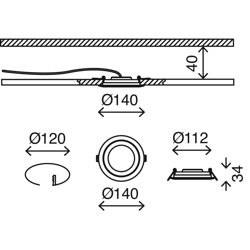Briloner 7285-012 - Wpuszczana oprawa sufitowa LED do łazienki, 6,4 W, 230 V, IP23