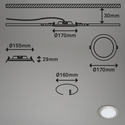 Briloner 7286-012 - LED Łazienkowa oprawa wpuszczana LED/12W/230V IP44