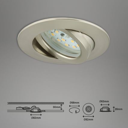 Briloner 7296-012 - LED Ściemnialne wpuszczane oświetlenie łazienkowe ATTACH LED/6,5W/230V IP23 matowy chrom