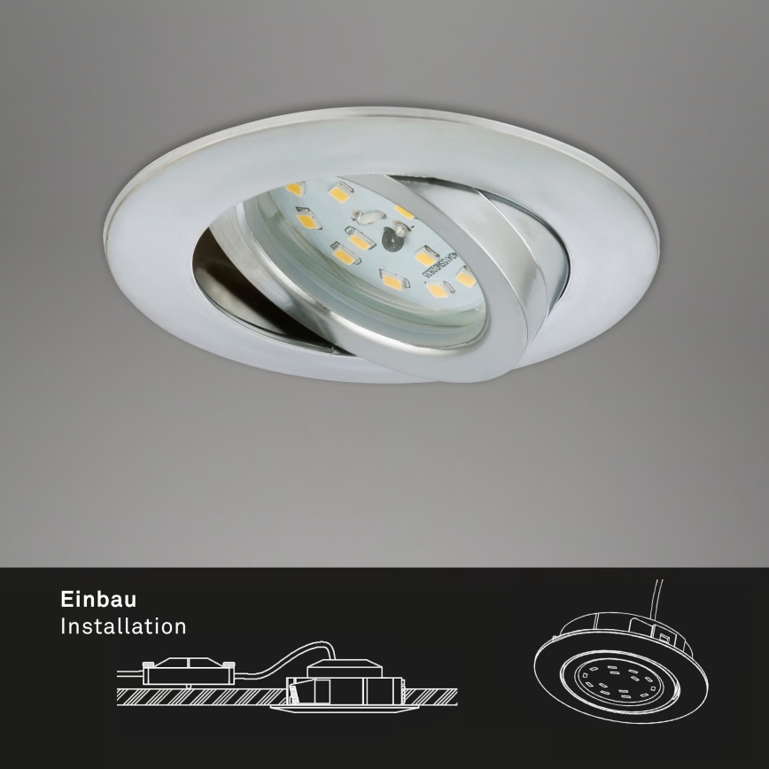Briloner 7296-039 - ZESTAW 3x ściemnialnych opraw wpuszczanych LED do łazienki 1xLED/6,5W/230V 3000K IP23 matowy chrom