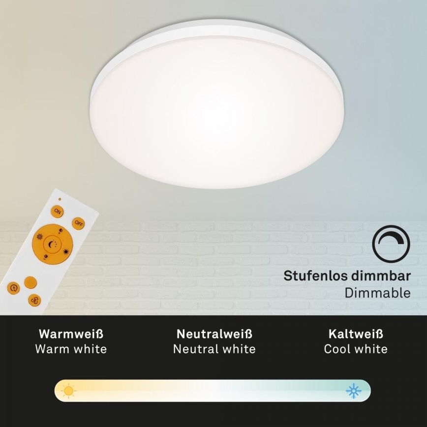 Briloner 7377-016 - LED Plafon ściemnialny LED/12W/230V 3000-6500K + pilot zdalnego sterowania