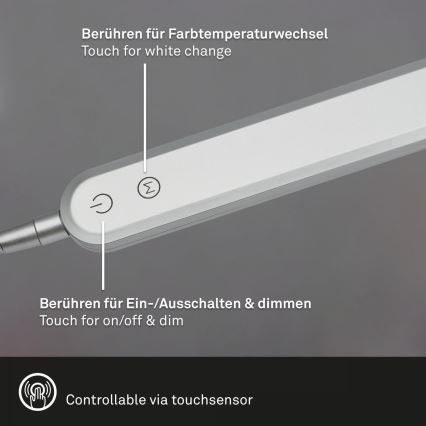 Briloner 7389-014 - LED Ściemnialna dotykowa elastyczna lampa stołowa SERVO LED/8W/230V 3000/4000/6500K