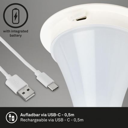 Briloner 7420016 - LED Ściemnialna akumulatorowa dotykowa zewnętrzny lampa stołowa LED/4W/5V IP44 3000K biała