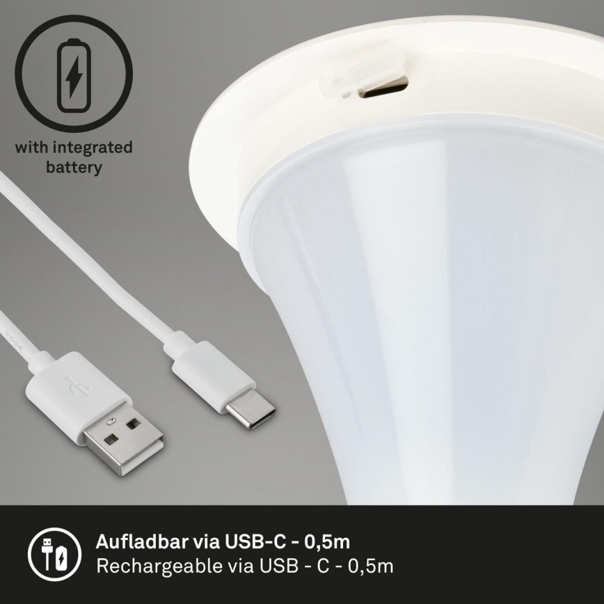 Briloner 7420016 - LED Ściemnialna akumulatorowa dotykowa zewnętrzny lampa stołowa LED/4W/5V IP44 3000K biała