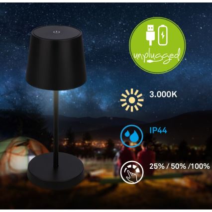 Briloner 7423015 - LED Ściemnialna akumulatorowa zewnętrzna lampa stołowa LED/2,6W/5V IP44 2000 mAh czarny