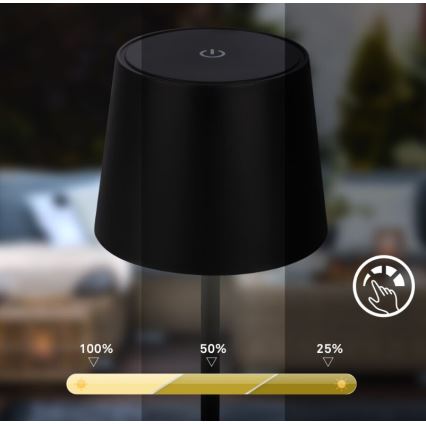 Briloner 7423015 - LED Ściemnialna akumulatorowa zewnętrzna lampa stołowa LED/2,6W/5V IP44 2000 mAh czarny