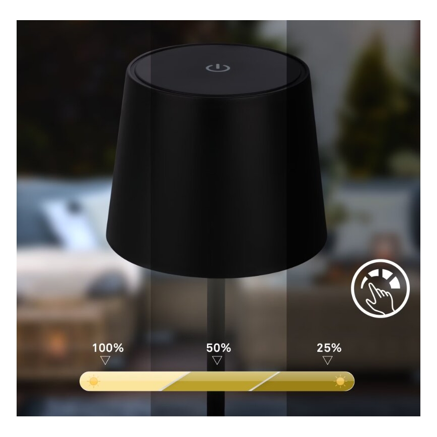 Briloner 7423015 - LED Ściemnialna akumulatorowa zewnętrzna lampa stołowa LED/2,6W/5V IP44 2000 mAh czarny