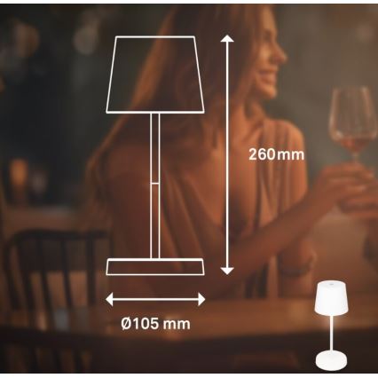 Briloner 7423016 - LED regulowana jasnością ładowalna lampa stołowa zewnętrzna LED/2,6W/5V 2000mAh IP44 biała