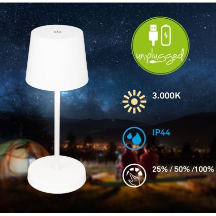 Briloner 7423016 - LED Ściemnialna akumulatorowa zewnętrzna lampa stołowa LED/2,6W/5V 2000mAh IP44 biały