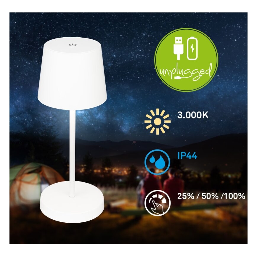 Briloner 7423016 - LED Ściemnialna akumulatorowa zewnętrzna lampa stołowa LED/2,6W/5V 2000mAh IP44 biały