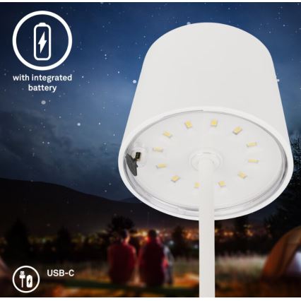 Briloner 7423016 - LED Ściemnialna akumulatorowa zewnętrzna lampa stołowa LED/2,6W/5V 2000mAh IP44 biały