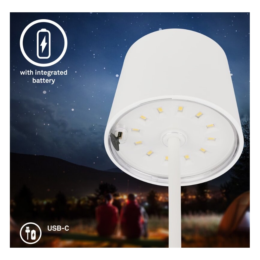 Briloner 7423016 - LED Ściemnialna akumulatorowa zewnętrzna lampa stołowa LED/2,6W/5V 2000mAh IP44 biały