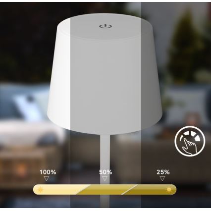 Briloner 7423016 - LED Ściemnialna akumulatorowa zewnętrzna lampa stołowa LED/2,6W/5V 2000mAh IP44 biały