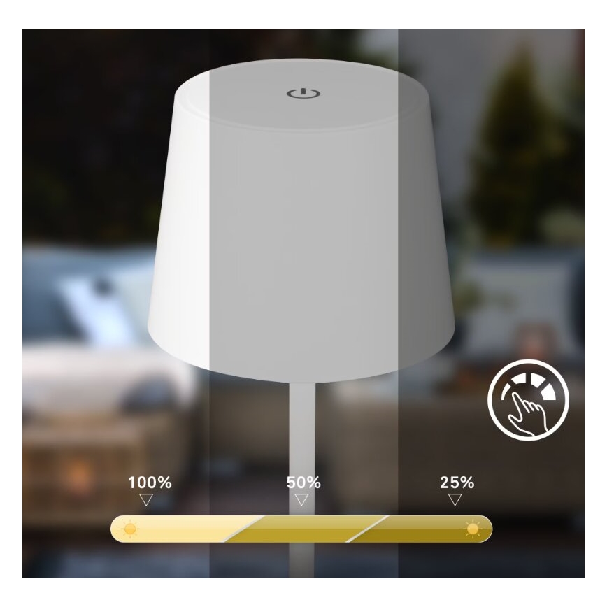 Briloner 7423016 - LED Ściemnialna akumulatorowa zewnętrzna lampa stołowa LED/2,6W/5V 2000mAh IP44 biały