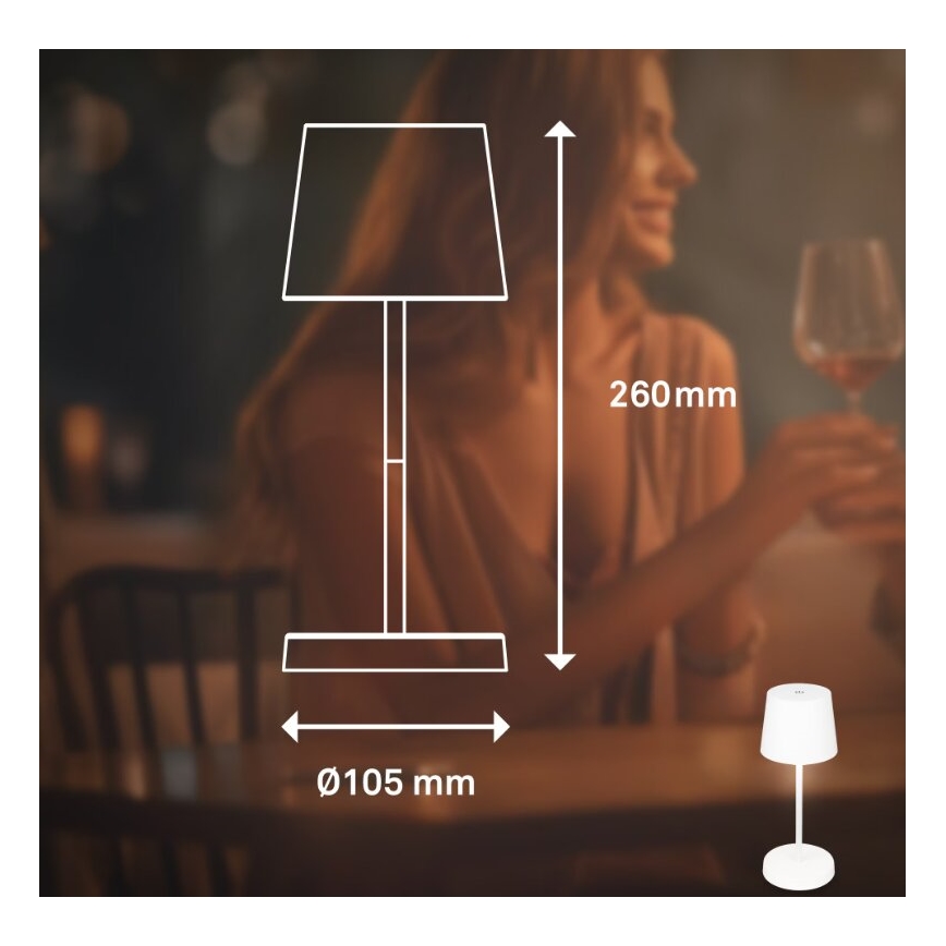 Briloner 7423016 - LED Ściemnialna akumulatorowa zewnętrzna lampa stołowa LED/2,6W/5V 2000mAh IP44 biały