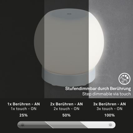 Briloner 7439-014 - LED zewnętrzna ściemnialna lampa akumulatorowa LED/3W/5V IP44