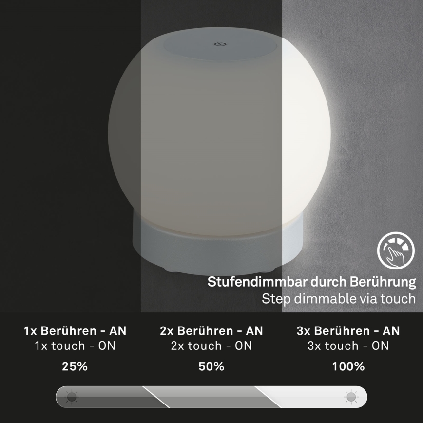 Briloner 7439-014 - LED zewnętrzna ściemnialna lampa akumulatorowa LED/3W/5V IP44