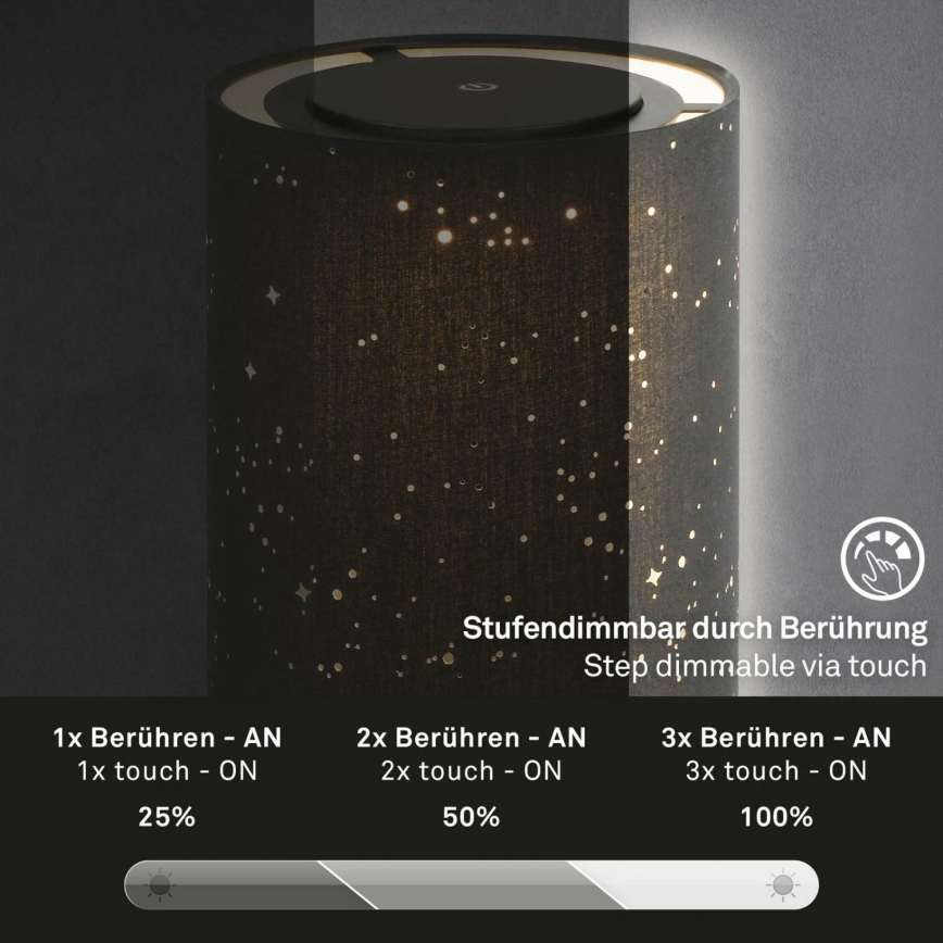 Briloner 7449-015 - LED Ściemnialna zewnętrzna lampa dotykowa STARRY SKY LED/3W/5V IP44 czarna