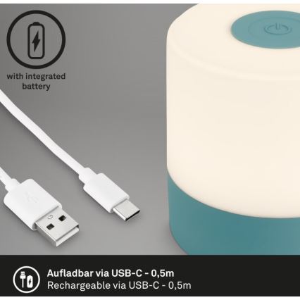 Briloner 7461010 - LED Ściemnialna akumulatorowa zewnętrzna lampa stołowa LED/2W/5V IP44 1200 mAh niebieski